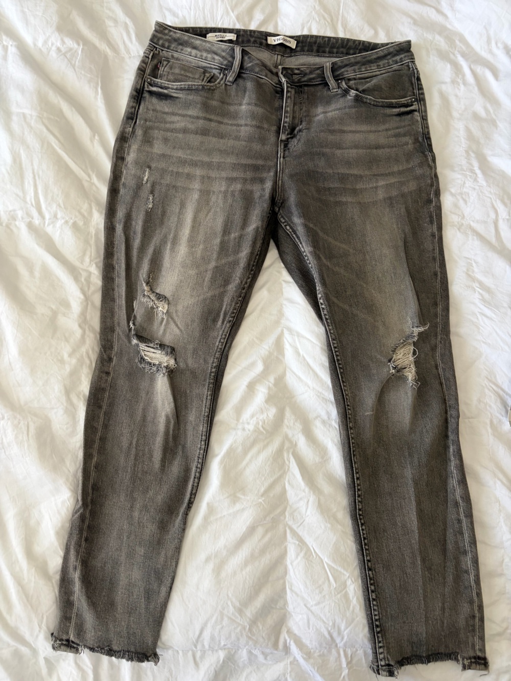 Vigoss Women's Distressed Charcoal Skinny Jeans